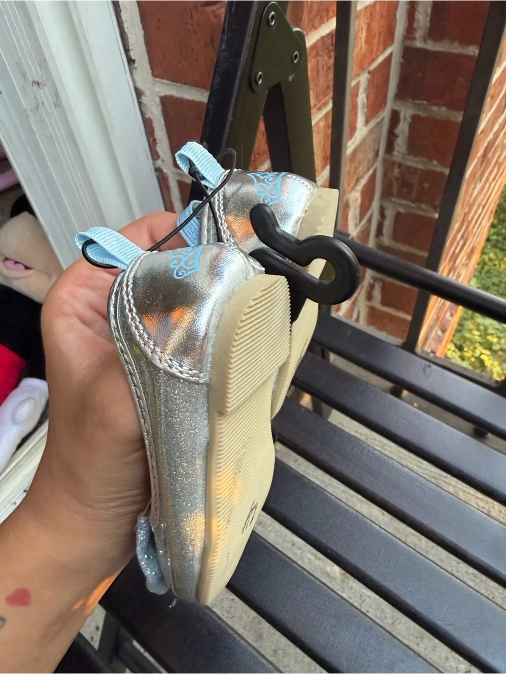 Disney Toddler Silver Glitter Bow Ballet Flats